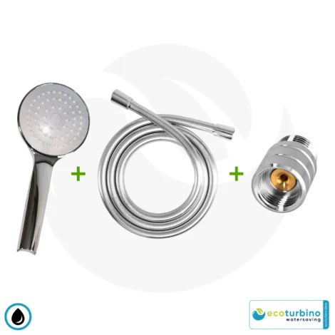 Handheld Shower Head SET 10 Legio | ecoturbino® ET10L Water Saving Adapter + Shower Hose + Shower Head