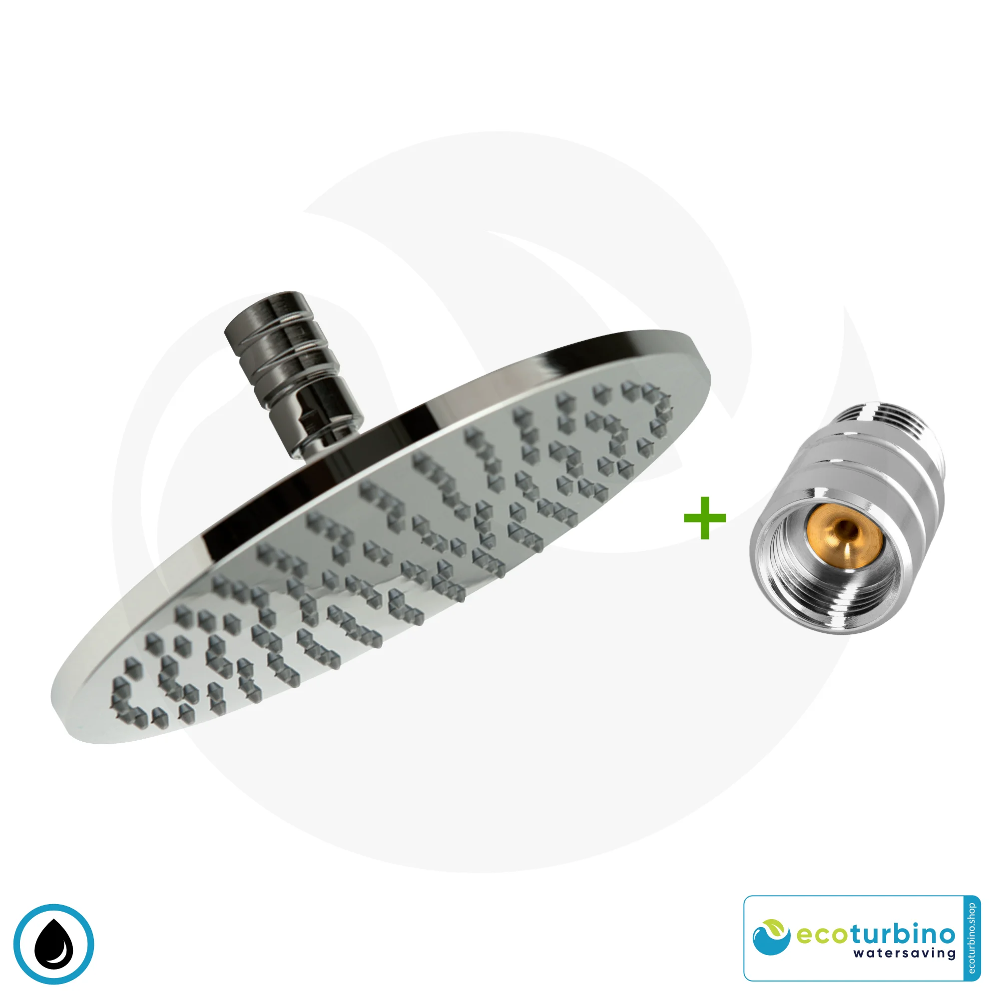 SET | Overhead Shower Legio | ecoturbino ET10L water-saving adapter + Ceiling Shower Head 3 Overhead Shower - Rain Shower head SET Legio | ET10L Water-Saving Adapter + Ceiling Shower Head | ecoturbino®